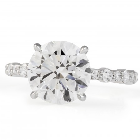 3.18 carat Round Diamond Alternating Size Diamond Band Ring flat