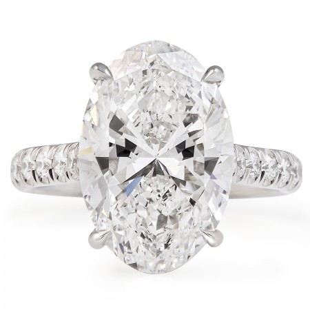 6.01 carat Oval Diamond Cathedral Ring flat