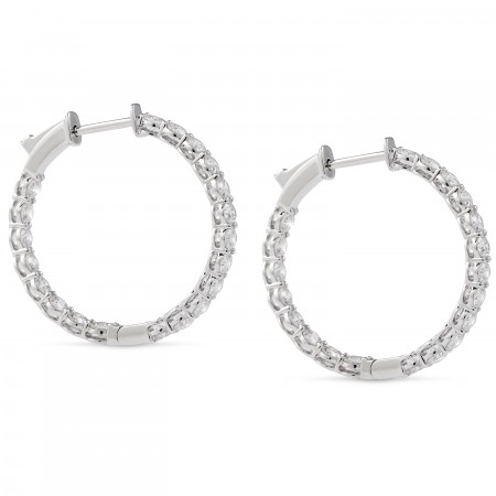 2 carat Round Lab Diamond Inside Out Hoops front