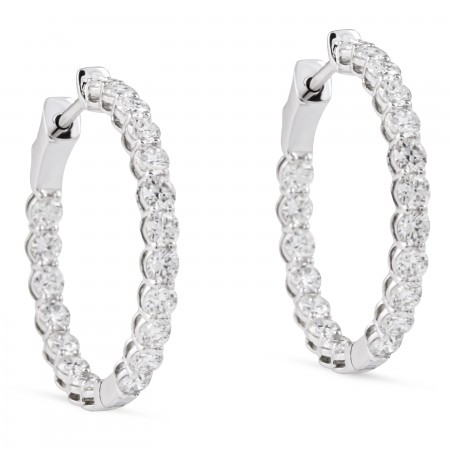 2 carat Round Lab Diamond Inside Out Hoops front