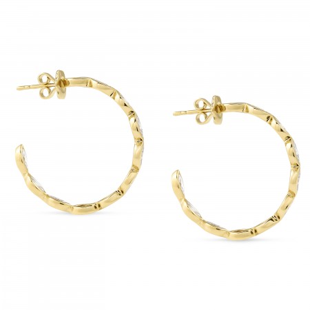 3 carat Marquise Lab Diamond Bezel Set Hoop Earrings front