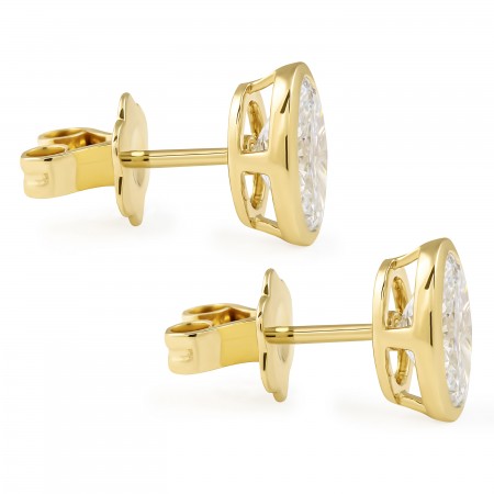 2.1 carat TW Oval Lab Diamond Bezel Set Studs front