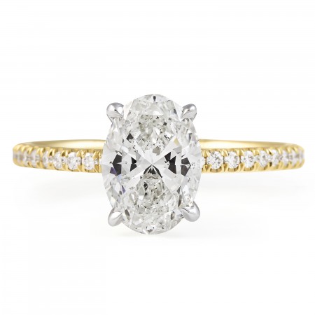 1.53 carat Oval Diamond Delicate Pave Ring flat