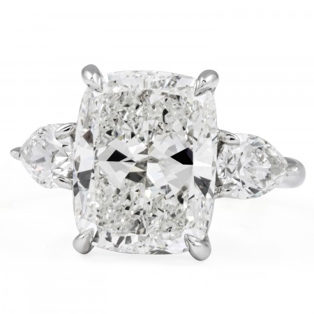7.01 carat Cushion Cut Diamond Three-Stone Ring flat