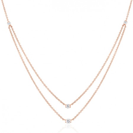 Bezel Diamond Layer Necklace