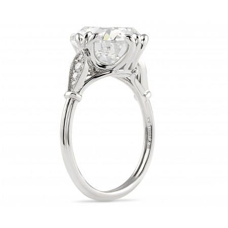 4.25 carat Lab Antique Cushion Compass Claw Prong Ring angle