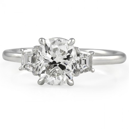 1.40 carat Antique Cushion Diamond Three-Stone Ring