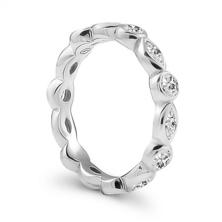 1.40 carat TW Round and Marquise Bezel Set Eternity Band flat