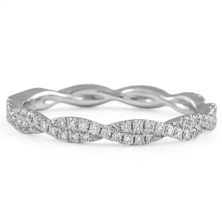 Delicate Braided Pave Diamond Wedding Band lifestyle