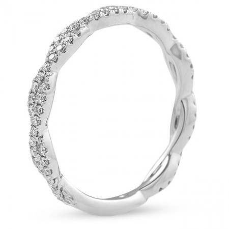 Delicate Braided Pave Diamond Wedding Band lifestyle