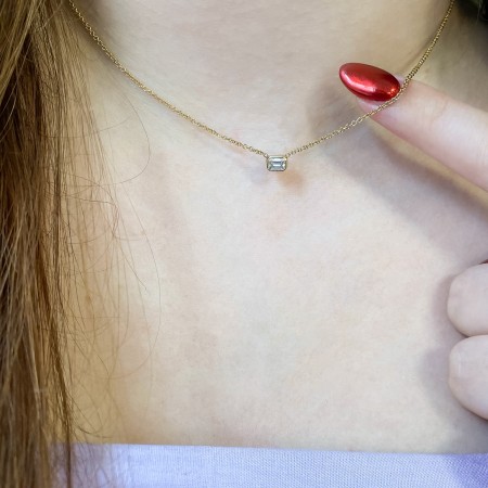 Emerald Cut Diamond Pendant