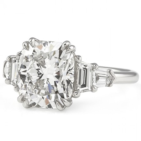 3.2ct Lab Cushion Diamond Five Stone Engagement Ring top