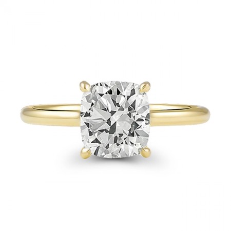 2.05 carat Cushion Diamond Yellow Gold Solitaire Ring front