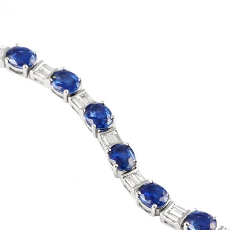 Sapphire and Diamond 18K White Gold Bracelet round
