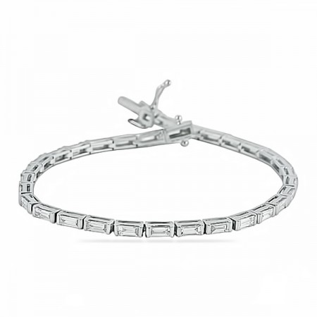 2.89 Carat Horizontal Baguette-Cut Bar Set Diamond Tennis Bracelet
