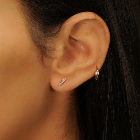 Pave Diamond Bar Studs