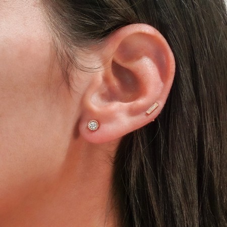 Beaded Bezel Round Diamond Earrings