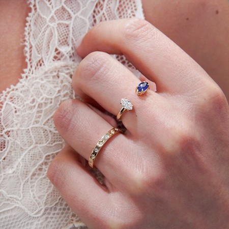 Marquise Diamond and Sapphire Cuff Ring