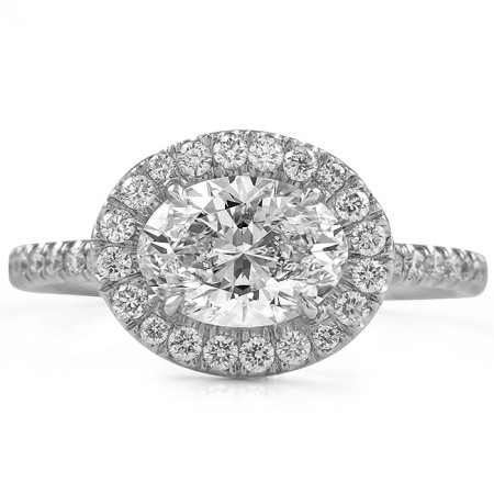 1.2 carat Oval Diamond 'East-West' Halo Design white gold