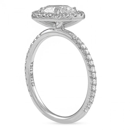 1.2 carat Oval Diamond 'East-West' Halo Design white gold