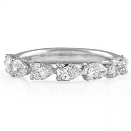 pear shape east west wedding band yellow gold side view