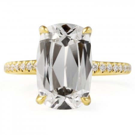 4.02 carat Antique Cushion Hybrid Lab Diamond Engagement Ring flat