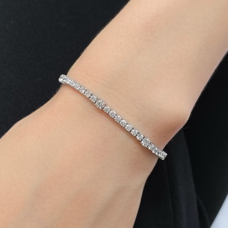 4.2 carat Round Lab Diamond Station Tennis Bracelet flat