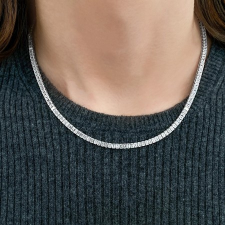 17 carat TW Emerald Cut Lab Diamond Tennis Necklace