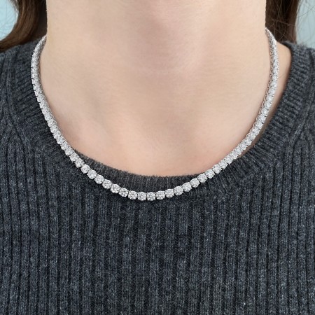 25.5 carat TW Round Lab Diamond Tennis Necklace
