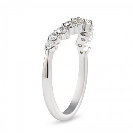Soft Curve "Tiara" Diamond Wedding Band flat