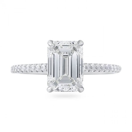 1.70 carat Emerald Cut Diamond Super Slim Band Engagement Ring