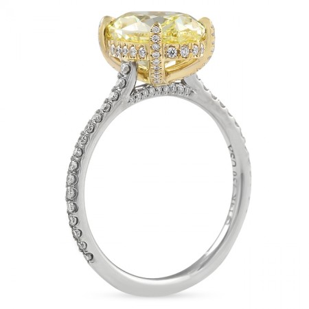 3.30 carat Oval Yellow Diamond Two-Tone Engagement Ring front view