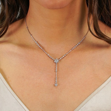 Diamond Cluster Lariat Necklace