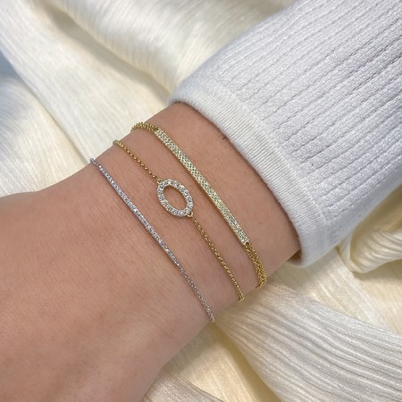 Double Pave Bar Bracelet yellow 14 karat gold