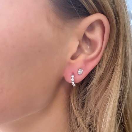 Oval Diamond Bezel Set Stud Earrings