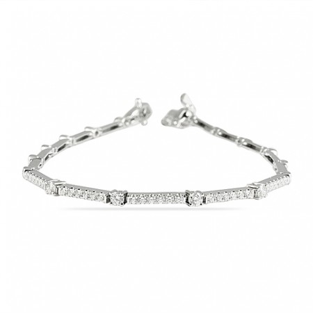 Round Diamond Thin Pave Bar Bracelet