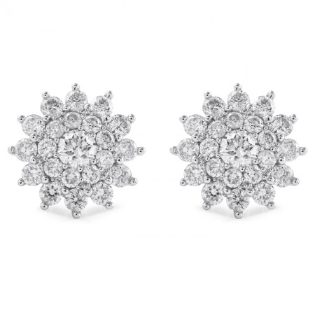 Sunburst Diamond Cluster Earrings flat