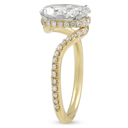 1.8 carat Lab Grown Oval Diamond 'Swoop' Engagement Ring top
