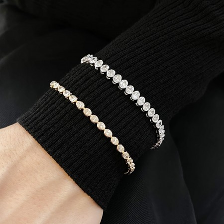 7.5 carat Oval Lab Diamond Bezel Tennis Bracelett closed