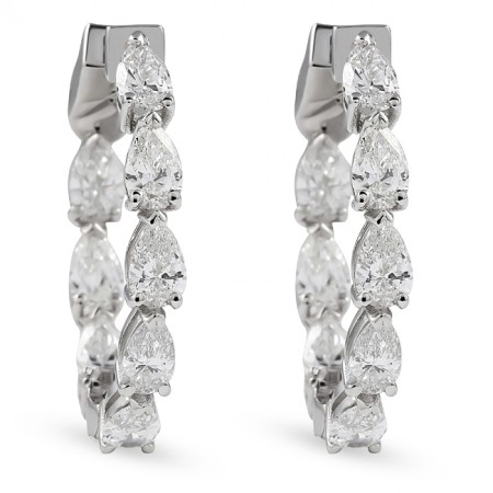 2.80 carat Pear Shape Lab Diamond "Inside-Out" Hoop Earrings front