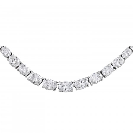 12.56 carat Oval Lab Diamond Graduating Tennis Necklace