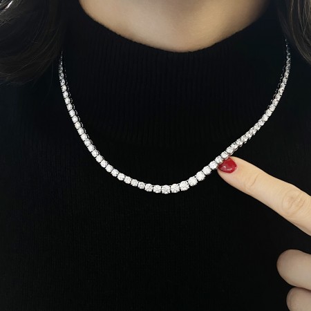 15.7 carat Round Lab Diamond Graduating Tennis Necklace front