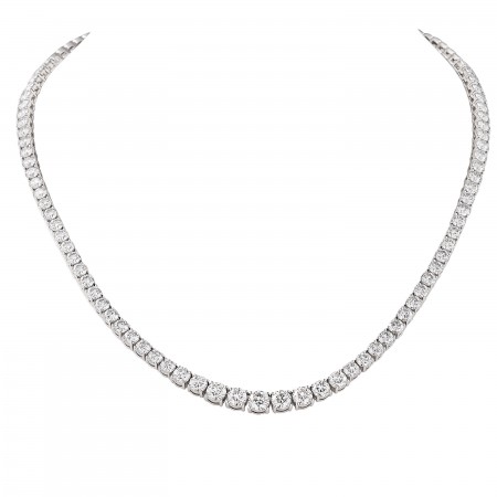 15.7 carat Round Lab Diamond Graduating Tennis Necklace front