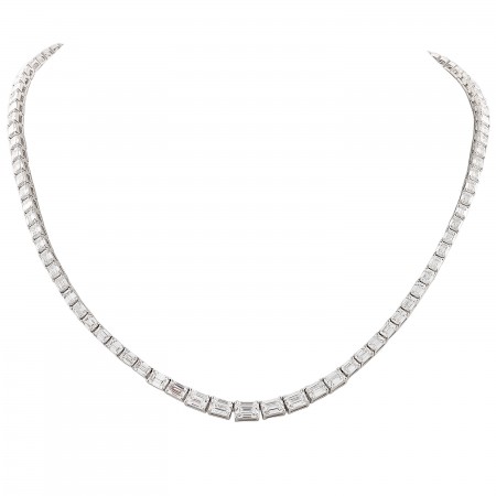 13.41 carat Emerald Cut Lab Diamond Graduating Tennis Necklace front