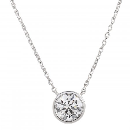 1.5 carat Round Lab Diamond Bezel Pendant wg