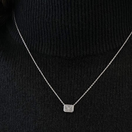 1.65 Radiant Cut Lab Diamond Bezel Pendant front