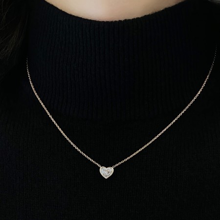 1.6 carat Heart Shape Lab Diamond Bezel Pendant front