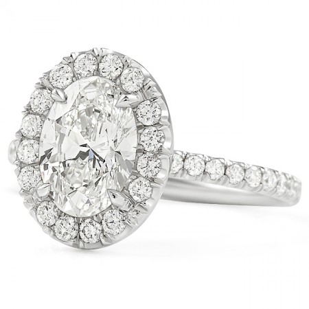 1.61 carat Oval Lab Grown Diamond Halo Engagement Ring front