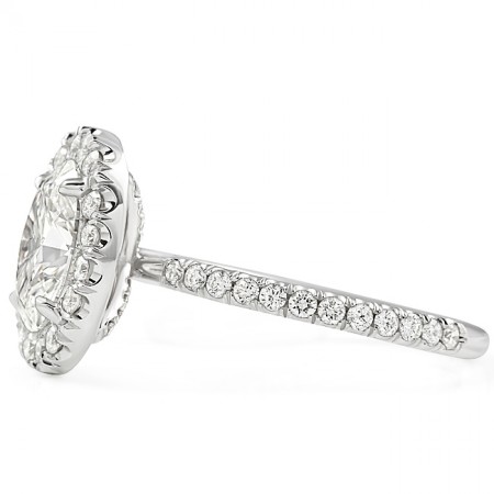 1.61 carat Oval Lab Grown Diamond Halo Engagement Ring front
