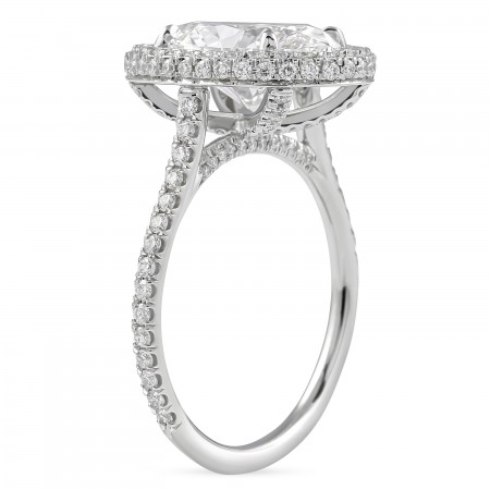 2.73 carat Oval Lab Diamond Double Edge Halo Engagement Ring flat